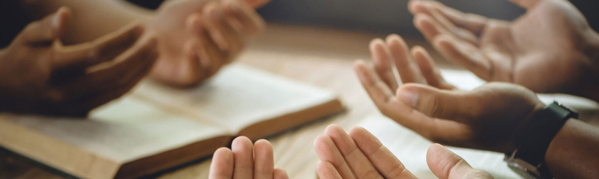 Christian Group Of People Holding Hands Praying Worship To Belie